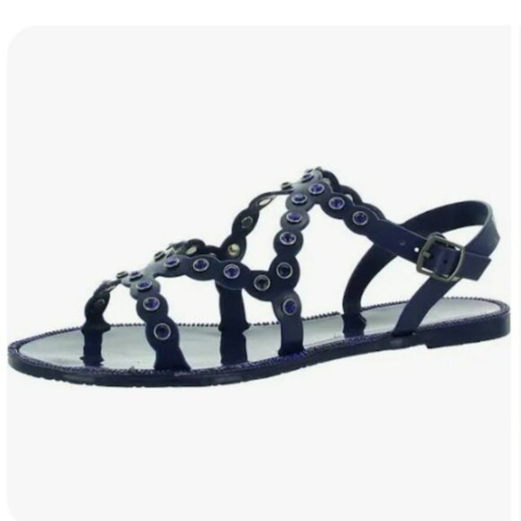 Kenneth Cole Reaction Shoes - Kenneth Cole Reaction Dahlia Jelly Studded Flat Sandals Navy 9